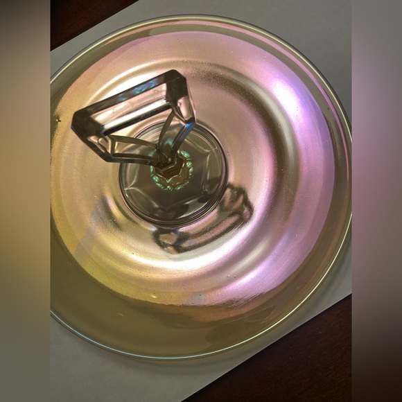 Vintage Iridescent Glass Tidbit/Serving Tray - Picture 2 of 5